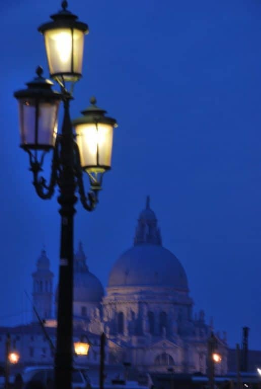 Italy, Venice – lamp and church, Nov. 2012