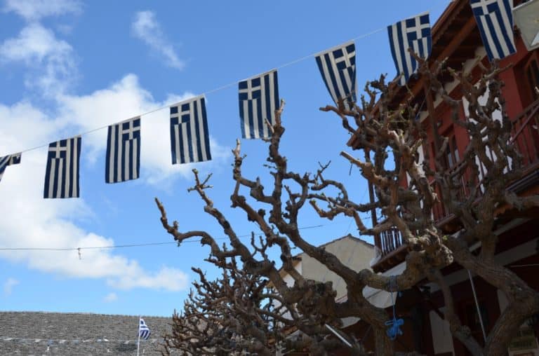 Omodos – flags, Mar.2015