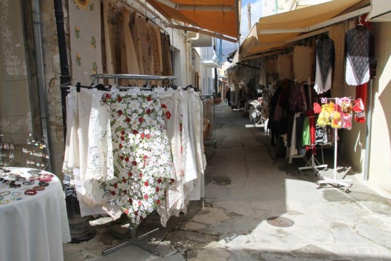Omodos – street with souvenir shops, Mar.2015