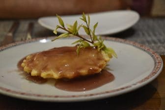 Italy-Sardinia-Alghero-restaurant-Il Pesce D'Oro-Seades Mirto-local cake