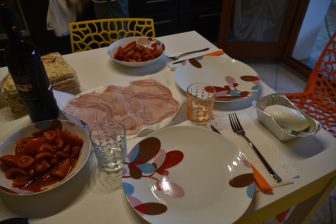 Italy-Sardinia-Alghero-lunch-mozzarella-ham-tomato-carasau