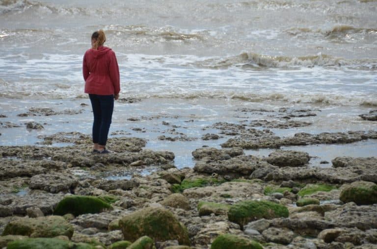 England, Beachy Head – woman in red, July, 2014 (Eastbourne)