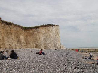 England, Beachy Head – woman in red, July, 2014