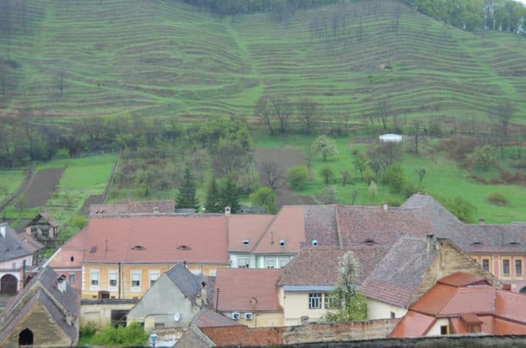 Romania, Biertan – houses at the foot, Apr. 2014 (Sighisoara)
