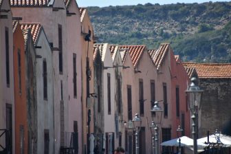 Italy-Sardinia-Bosa-leather tanning-houses-street lamps