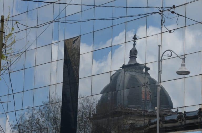 Romania, Bucharest – reflection, Apr. 2014 (Bucharest)