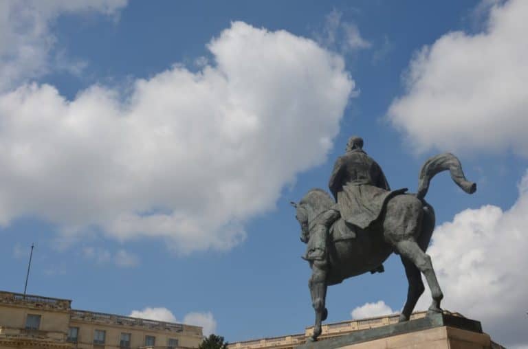 Romania, Bucharest – equestrian statue, Apr. 2014 (Bucharest)
