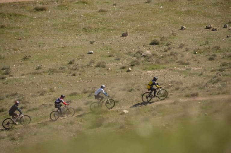 Spain, Consuegra – cyclists, Mar.2014