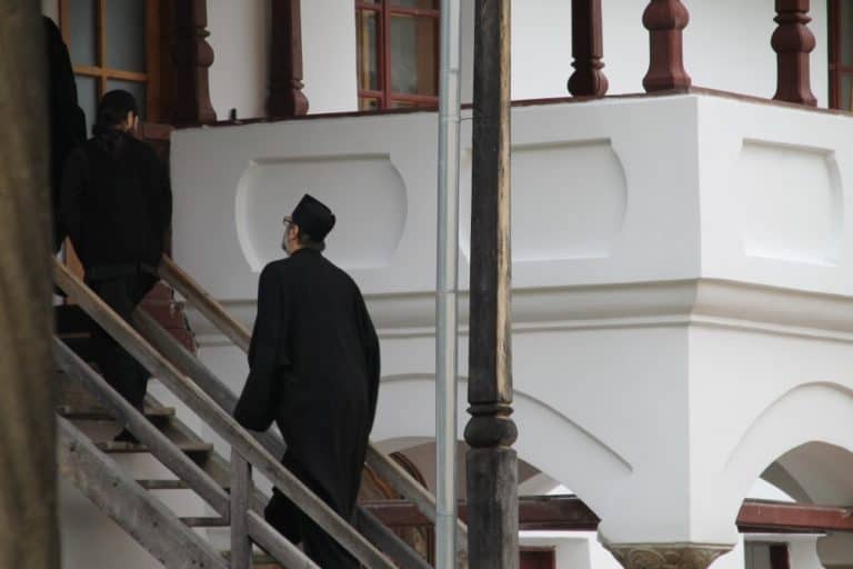Romania, Cozia Monastery – monk, Apr. 2014 (Valcea)