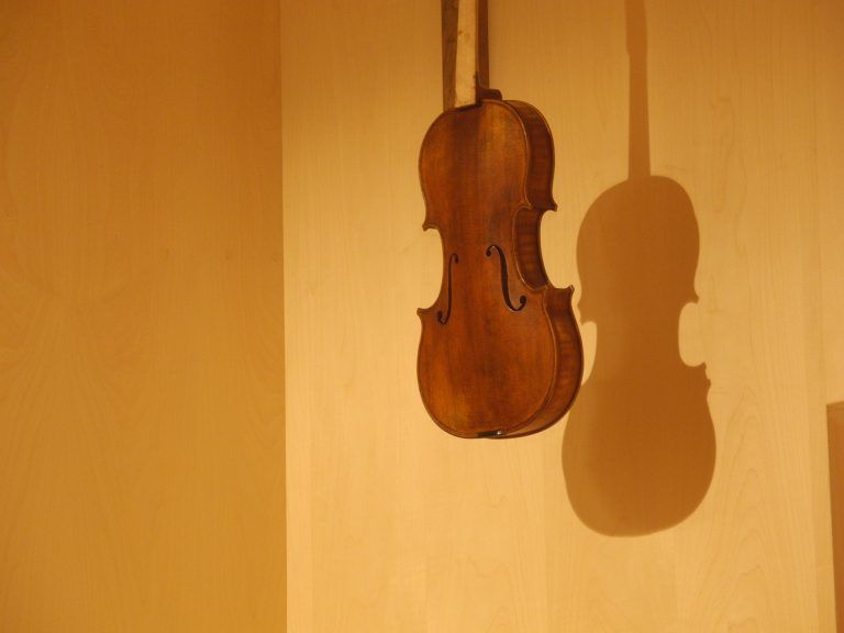 Cremona, Violin Museum – hanging, Jan.2018 (Lombardia)