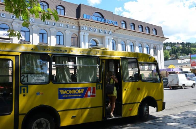 Ukraine, Yalta – yellow bus, July 2013 (Yalta)