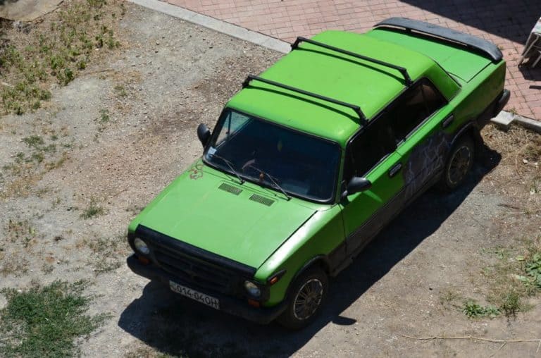 Ukraine, Yalta – green car, July 2013 (Yalta)