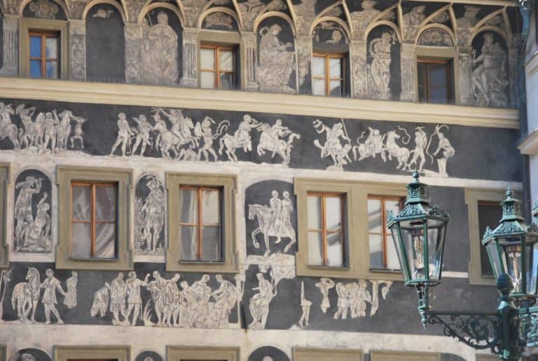 Czech, Prague – picture on wall and lamp, Sept.2013 (Prague)