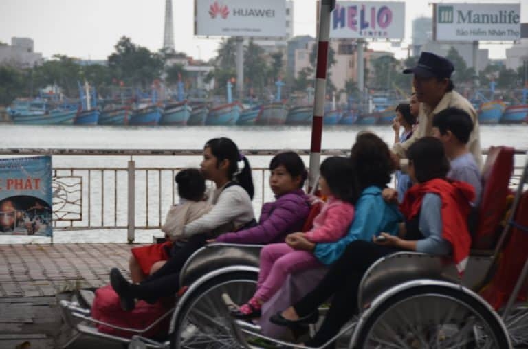 Vietnam, Da Nang – people on rickshaws, Jan.2015 (Da Nang)