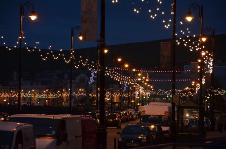 Isle of Man, Douglas – lights on promenade, May 2014 (Isle of Man)