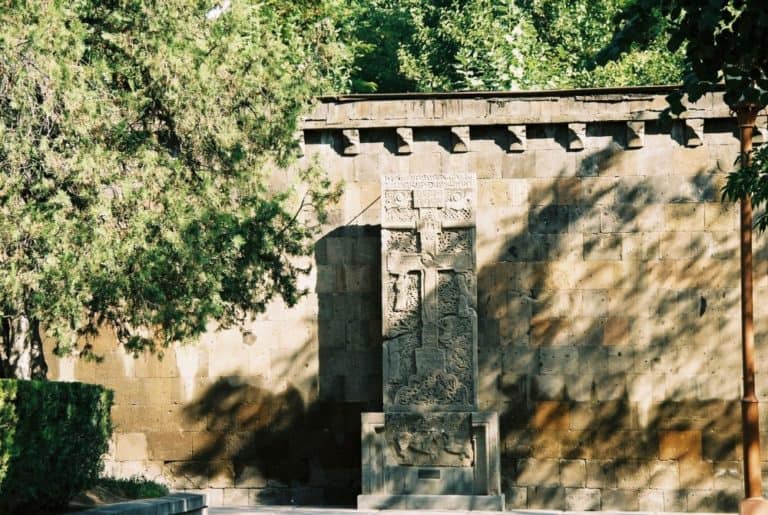 Armenia, Echmiadzin – cross stone, Autumn 2005