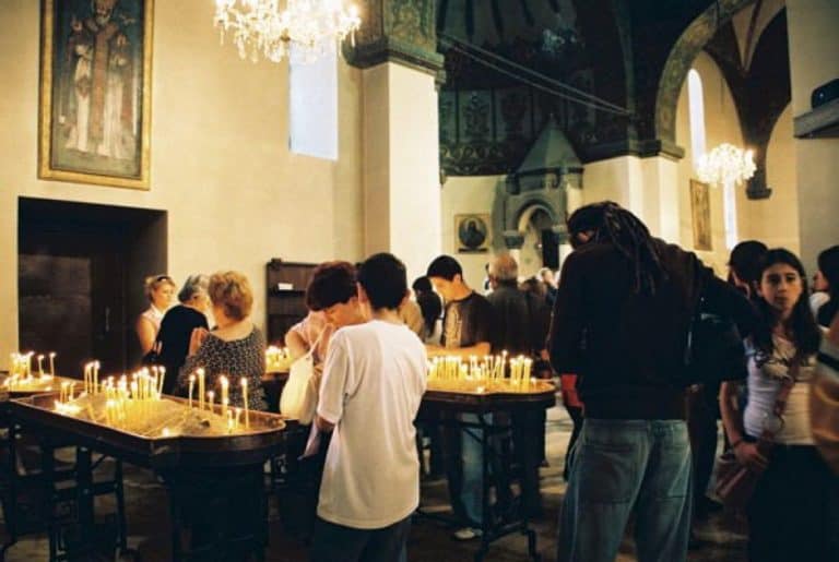 Armenia, Echmiadzin – candles, Autumn 2005