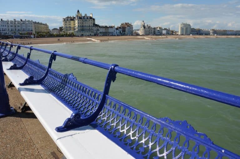 England, Eastbourne – view with the bench, July 2014 (Eastbourne)