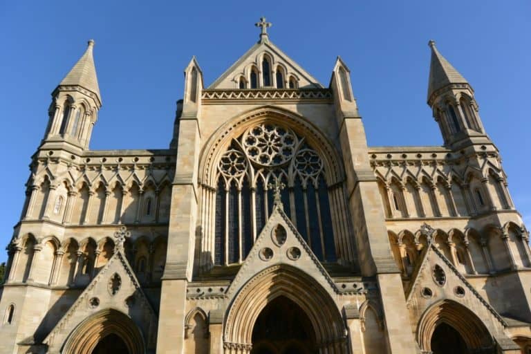 St.Albans – frontale della cattedrale, Mar.2015