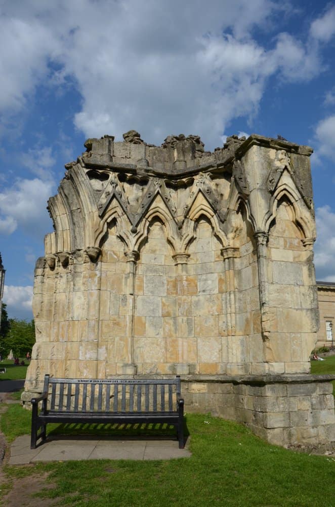 England, York – ruin and bench, May 2013 (York)