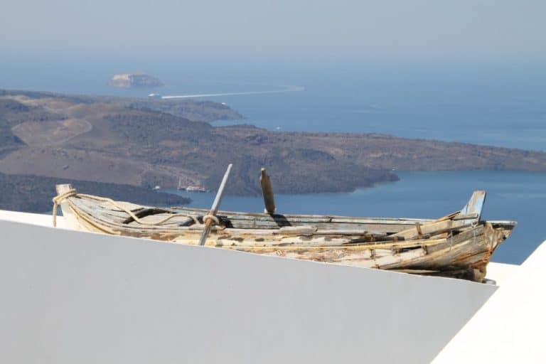 Greece, Santorini, Fira – old boat, Aug. 2013 (Santorini)