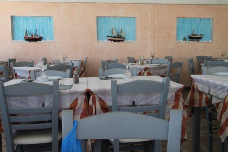 Greece, Santorini, Fira – tables, Aug. 2013 (Santorini)