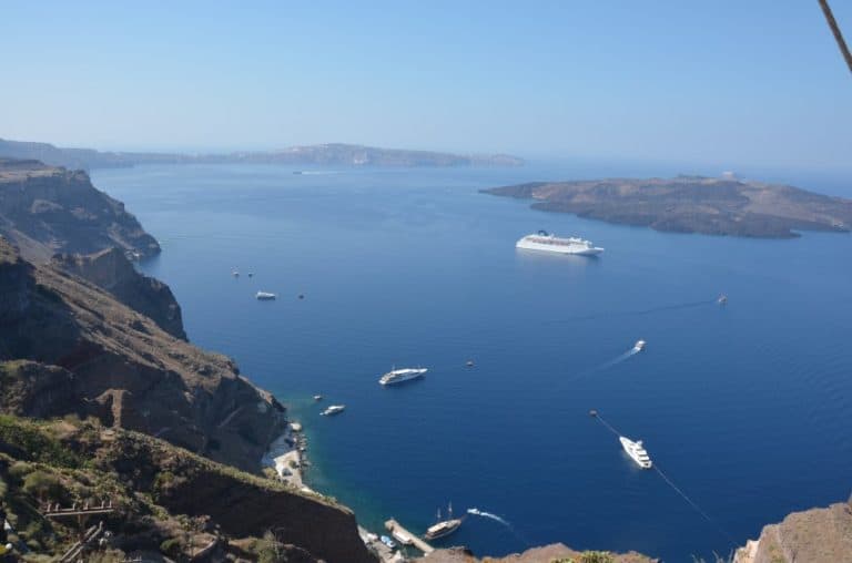 Greece, Santorini, Fira – boats, Aug. 2013 (Santorini)