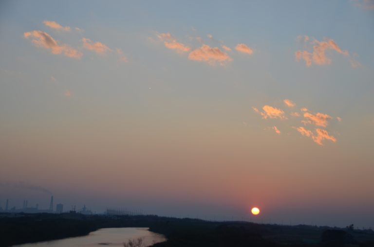 Japan, Chiba – river, sun and sky, Dec.2014