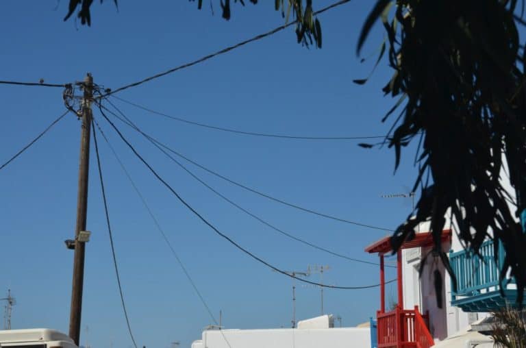 Greece, Mykonos – telegraph pole, Sept.2013 (Mykonos)