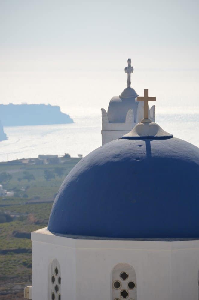 Greece, Santorini, Pyrgos – blue dome, Aug.2013 (Santorini)