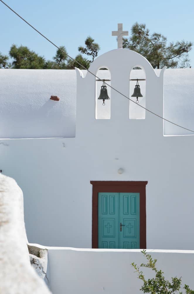 Greece, Santorini, Pyrgos – green door, Aug.2013 (Santorini)