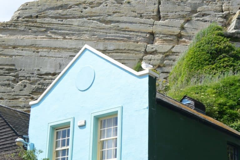 città vecchia – casa blu e promontorio, Giugno 2015 (Hastings)
