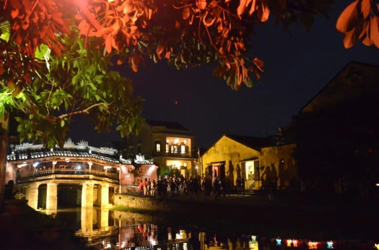 Vietnam, Hoi An night – Japanese Bridge with trees, Jan.2015 (Hoy An)