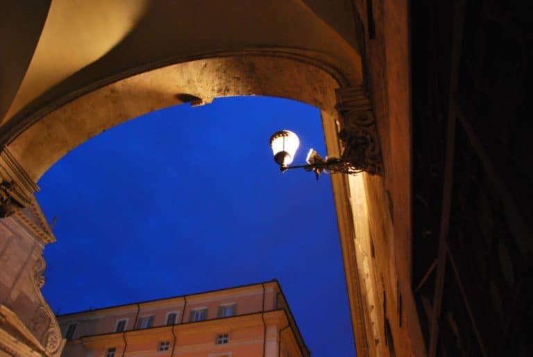 Italy, Rome – lamp in the evening, Nov.2013 (Rome)