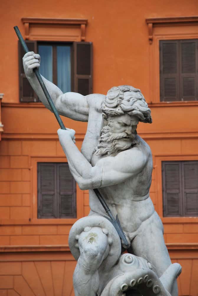 Italy, Rome – statue and orange house, Nov.2013 (Rome)
