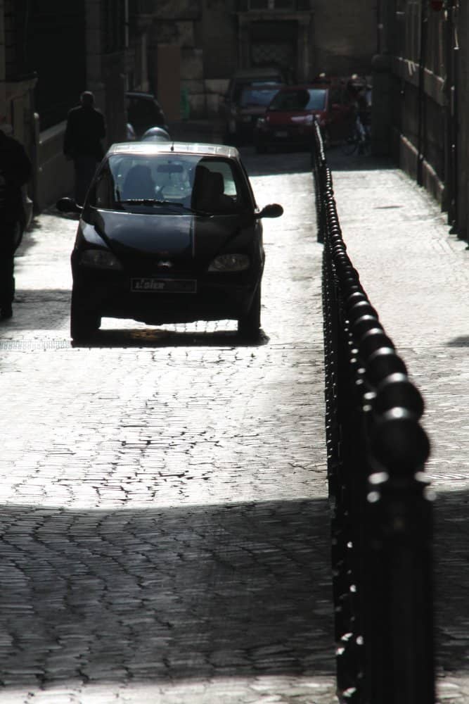 Italy, Rome – car and fence, Nov.2013 (Rome)