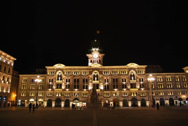Italy, Trieste – city hall at night, Feb. 2014 (Trieste)