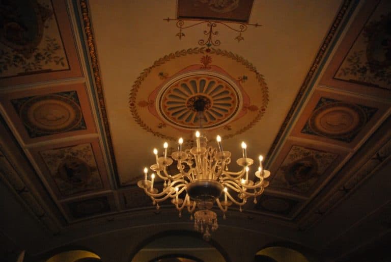 Italy, Trieste – pattens on ceiling, Feb. 2014 (Trieste)