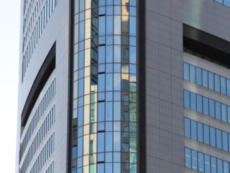 Japan, Tokyo – helicopter between skyscrapers, Jan.2013