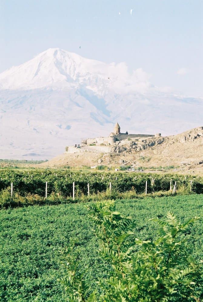 Armenia, Khor Virup – field, mountain and church, Autumn 2005