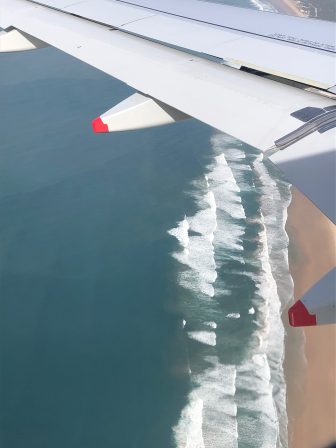 飛行機からみたポルトガルの海岸線