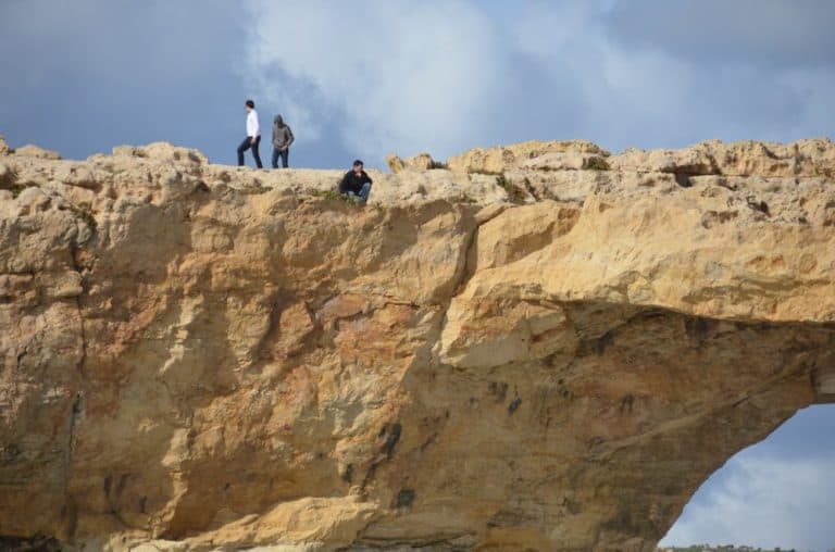 Malta, Gozo – people on the rock, Feb. 2013 (Gozo)