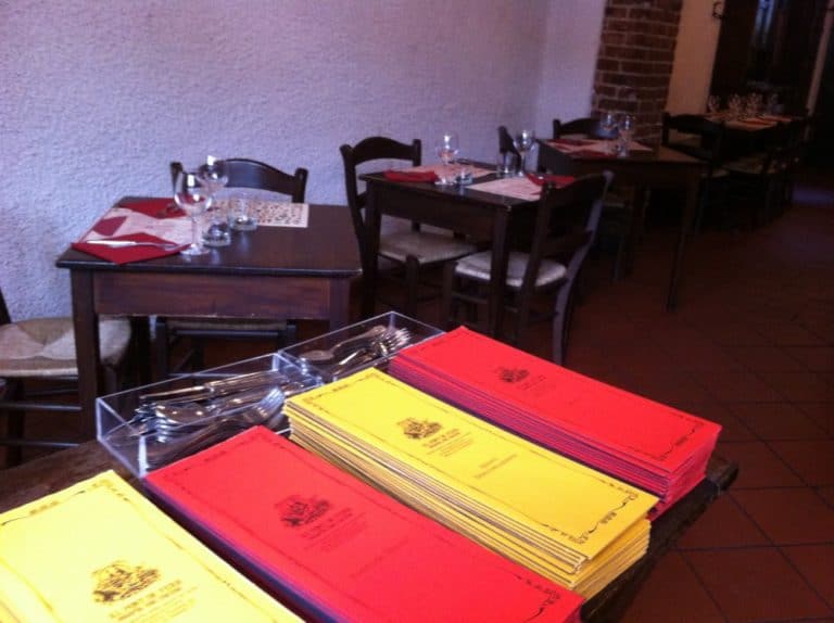 Italy, Milan, Navigli – menu, July 2013 (Milan)