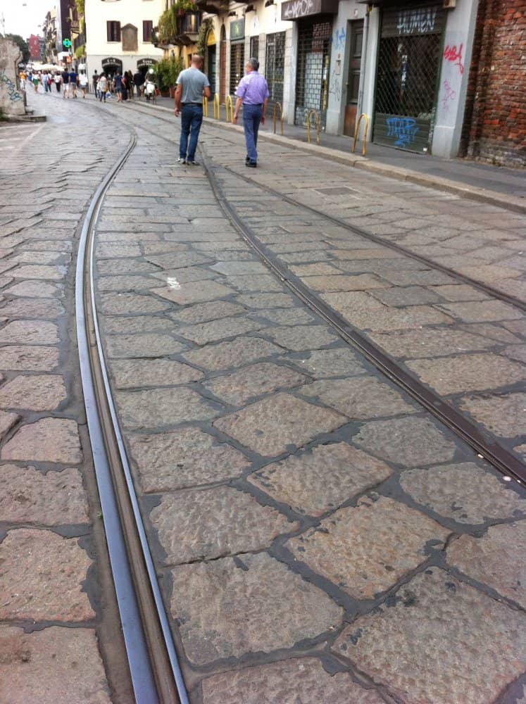 Italy, Milan, Navigli – rails, July 2013 (Milan)