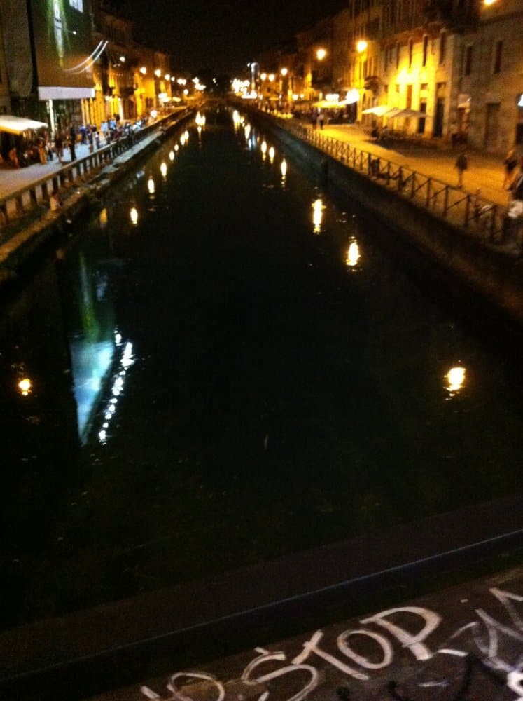 Italy, Milan, Navigli – canal at night, July 2013 (Milan)
