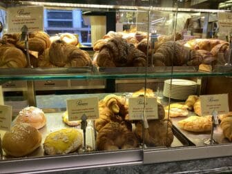 the window of a café in Milan