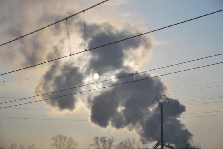 Italy, from train – smoke, Feb. 2014 (Milan)