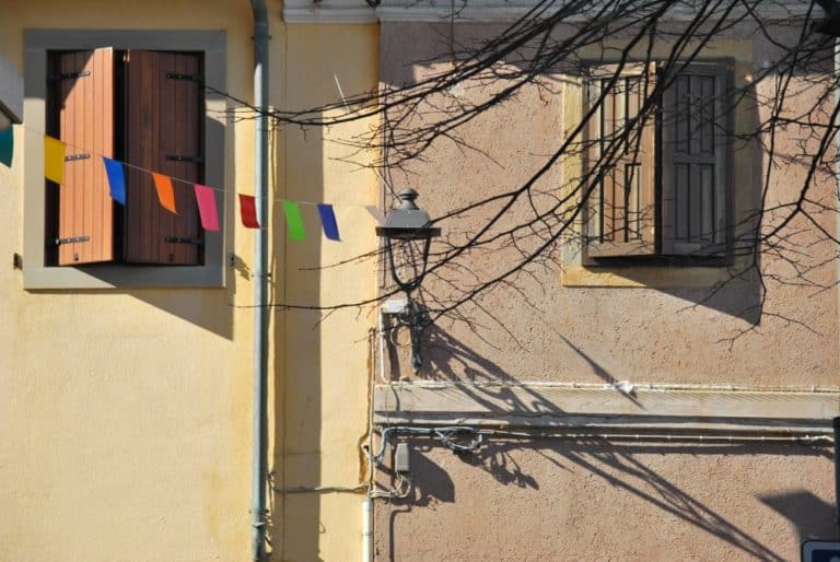 Italy, Muggia – windows and lamp, Feb. 2014 (Trieste)