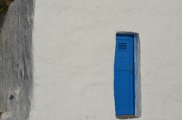 Grecia, Mykonos – porta blu, settembre 2013 (Mykonos)