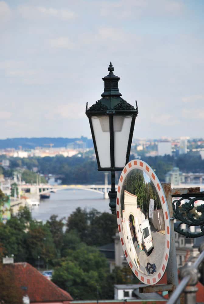 Czech, Prague – lamp, mirror and river, Sept.2013 (Praga)